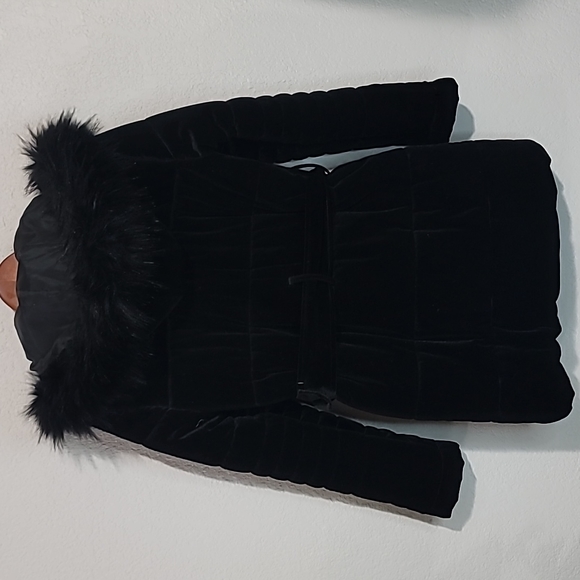 Brand New! INC International Concepts Black Velvet Hooded Jacket w/Belt Sz. PM - Picture 5 of 8
